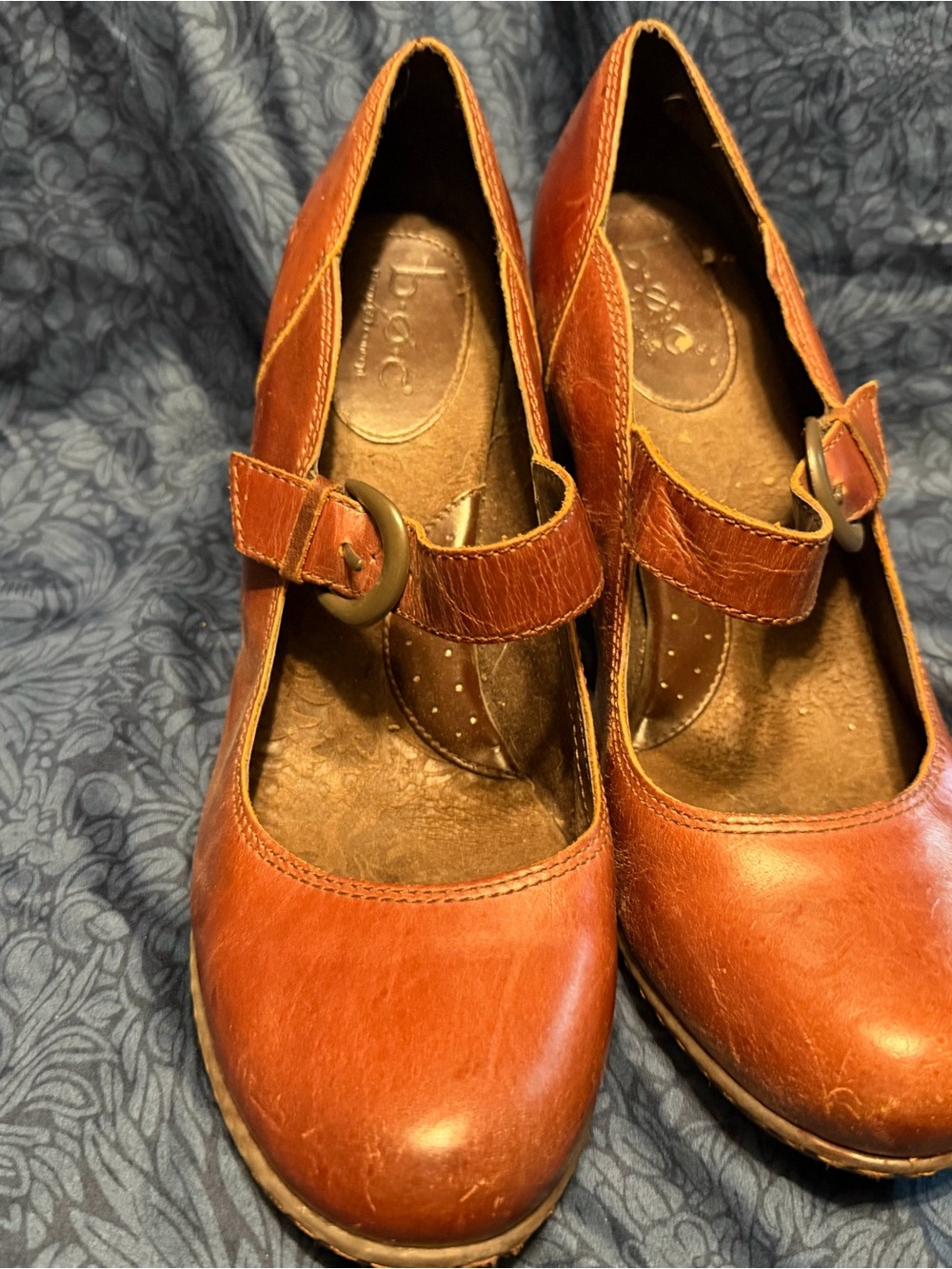 boc Cognac Leather Mary Jane Heeled Pumps